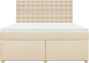 vidaXL Κρεβάτι Boxspring με Στρώμα Κρεμ 180x200 εκ. Υφασμάτινο