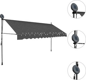 vidaXL Τέντα Συρόμενη Χειροκίνητη με LED Ανθρακί 400 εκ.