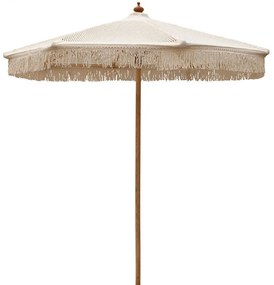 ΟΜΠΡΕΛΑ Ξύλινη Φ250cm, Πλεκτό Μακραμέ Μπεζ Φ250cm (Pole Φ40mm) Ε917,1