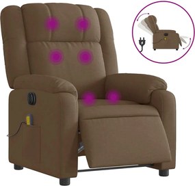 vidaXL Πολυθρόνα Μασάζ Ηλεκτρική Ανακλινόμενη Καφέ Υφασμάτινη