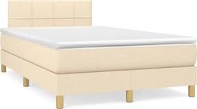 vidaXL Κρεβάτι Boxspring με Στρώμα Κρεμ 120x200 εκ. Υφασμάτινο