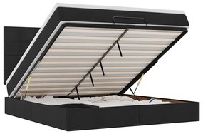 vidaXL Οθωμανικό κρεβάτι με στρώμα Μαύρο 160x200cm Ύφασμα