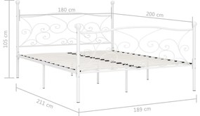 vidaXL Πλαίσιο Κρεβατιού με Τελάρο Λευκό 180 x 200 εκ. Μεταλλικό