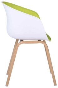 πολυθρόνα Steel OPTIM Φυσικό/ PP Άσπρο/Ύφασμα Lime 54x51x79cm (Σετ 4 ΤΕΜ)