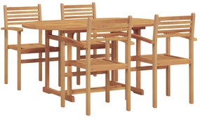 vidaXL Σέτ φαγητού για κήπο 5 pcs Καστανό Μασίφ ξύλο teak