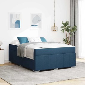 vidaXL Σκελετός Κρεβατιού με στρώμα Μπλε 160 x 200 cm ύφασμα
