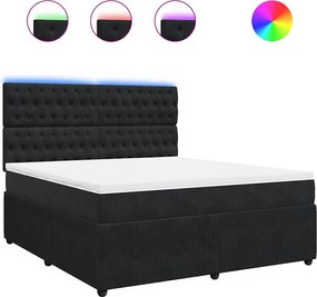 vidaXL Κρεβάτι Boxspring με Στρώμα Μαύρο 180x200 εκ. Βελούδινο