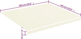 vidaXL Ανταλλακτικό Ύφασμα Τέντας Κρεμ 380x345 εκ. Πολυεστέρας