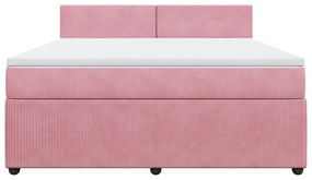 Κρεβάτι Boxspring με Στρώμα Ροζ 180x200 εκ. Βελούδινο - Ροζ