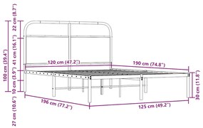 Πλαίσιο Κρεβατιού Χωρ. Στρώμα Καπ. Δρυς 120x190 εκ. Επ. Ξύλο - Καφέ
