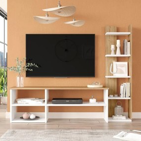 Σύνθετο Σαλονιού Perla σε Λευκό - Φυσικό 120x29.5x41,8εκ. 120x29.5x41.8 εκ.
