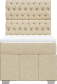 vidaXL Κρεβάτι Boxspring με Στρώμα Κρεμ 90x190 εκ.Υφασμάτινο