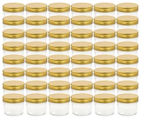 vidaXL Βάζα Μαρμελάδας 48 τεμ. 110 ml Γυάλινα με Χρυσά Καπάκια