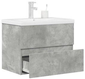 Σετ Επίπλων Μπάνιου 2 Τεμαχίων Γκρι Σκυροδέματος από Επεξ. Ξύλο