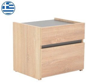 Κομοδίνο Comcie pakoworld σε φυσικό με γκρι απόχρωση 50x42x45.5εκ - 362-000001