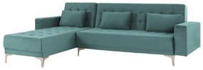 CORNER SOFA-BED ELIZA  REVERSIBLE SEAFOAM GREEN VELVET 245x80-160x80Hcm.