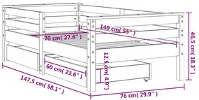 ΠΛΑΙΣΙΟ ΠΑΙΔΙΚΟΥ ΚΡΕΒΑΤΙΟΥ ΜΕ ΣΥΡΤΑΡΙΑ 70 X 140ΕΚ. ΜΑΣΙΦ ΠΕΥΚΟ 834441