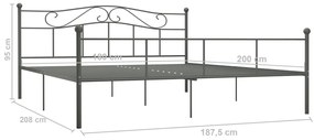 vidaXL Πλαίσιο Κρεβατιού Γκρι 180 x 200 εκ. Μεταλλικό