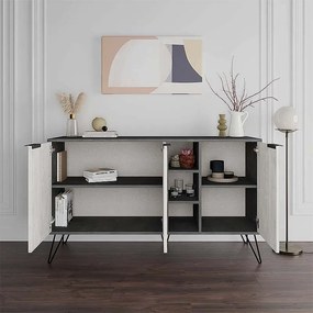 Μπουφές Clara Megapap χρώμα γκρι ρετρό - λευκό αντικέ 142x35,6x83εκ.
