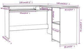 ΓΡΑΦΕΙΟ ΓΩΝΙΑΚΟ ΛΕΥΚΟ 120 X 140 X 75 ΕΚ. ΑΠΟ ΜΟΡΙΟΣΑΝΙΔΑ 800747