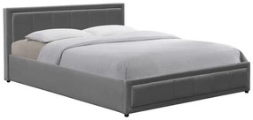 Επενδυμένο Κρεβάτι Huga Διπλό με αποθηκευτικό χώρο Βελούδο Ανθρακί 160x200εκ. 167x216x85 εκ.