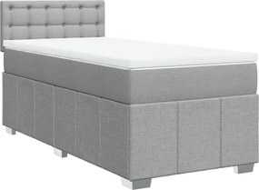 vidaXL Κρεβάτι Boxspring με Στρώμα Ανοιχτό Γκρι 80x200 εκ. Υφασμάτινο