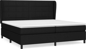 vidaXL Κρεβάτι Boxspring με Στρώμα Μαύρο 200x200 εκ. Υφασμάτινο