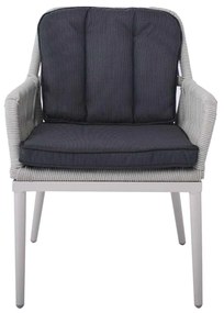 ALLEY Πολυθρόνα Τραπεζαρίας Κήπου ALU, Rope Grey 6mm, Μαξιλάρια Ανθρακί