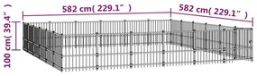 vidaXL Κλουβί Σκύλου Εξωτερικού Χώρου 33,87 μ² από Ατσάλι