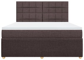 vidaXL Κρεβάτι Boxspring με Στρώμα Σκούρο Καφέ 180x200 εκ Υφασμάτινο