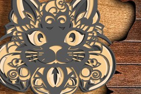 Σετ των 2 Intra απο ξύλο plywood 3mm-4mm πάχος Cat Multilayer 3D /Cat 3D Mandala/ Ca Δίασταση 30x30 cm INTRAFABR-73152092