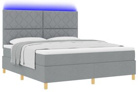vidaXL Κρεβάτι με Σπαστό Σκελετό με Στρώμα & LED Ανοιχτό Γκρι 180x200 cm Ύφασμα