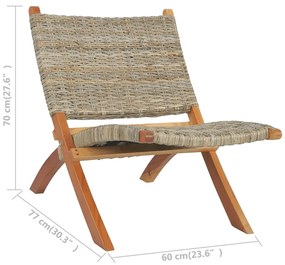 vidaXL Καρέκλα από Φυσικό Ρατάν Kubu και Μασίφ Μαόνι