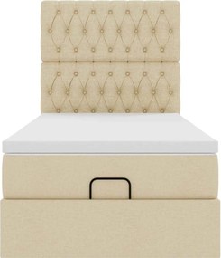 vidaXL Οθωμανικό κρεβάτι με στρώμα Cream 90x200cm ύφασμα