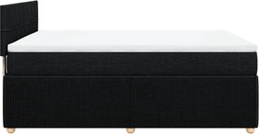 vidaXL Κρεβάτι Boxspring με Στρώμα Μαύρο 140x190 εκ. Υφασμάτινο