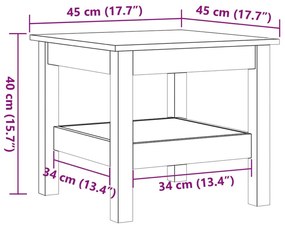 Τραπεζάκι Σαλονιού Καφέ Κεριού 45x45x40 εκ. Μασίφ Ξύλο Πεύκου - Καφέ