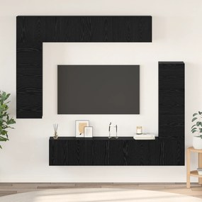 vidaXL Σετ Τηλεοπτικής Ντουλάπας 8 pcs Μαύρη Δρυς 80 x 30 x 30 εκ.