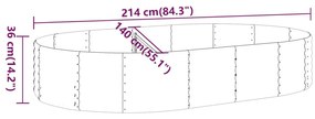 Ζαρντινιέρα Ασημί 214x140x36 εκ. Ατσάλι με Ηλεκτρ. Βαφή Πούδρας - Ασήμι