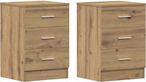 vidaXL Κομοδίνα 2 τεμ. τεχνίτης Δρυς 38x35x55 εκ. από Επεξεργ Ξύλο