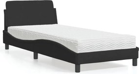 vidaXL Κρεβάτι με Στρώμα Dover Μαύρο 90x190 εκ. Βελούδινο