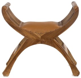 Artekko Ewoattub Σκαμπώ Ξύλινο με Δερμάτινο Μαξιλάρι (64x40x60)cm Artekko 201-0378