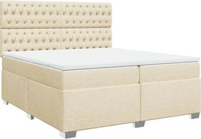 vidaXL Κρεβάτι Boxspring με Στρώμα Κρεμ 200x200 εκ. Υφασμάτινο