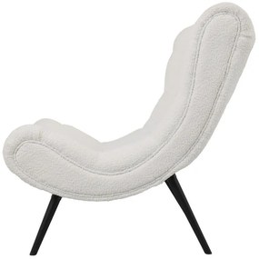 Πολυθρόνα με υποπόδιο Silla μπουκλέ ύφασμα σε λευκή απόχρωση 97x80x100εκ 97x80x100 εκ.