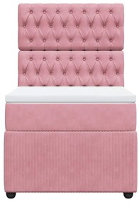 vidaXL Κρεβάτι Boxspring με Στρώμα Ροζ 100x200 εκ. Βελούδινο