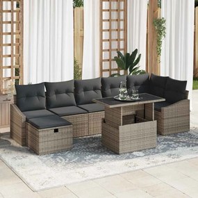 vidaXL 8 Τεμαχίων Σετ Καναπέ Για Τον Κήπο Με Γκρι Μαξιλάρια