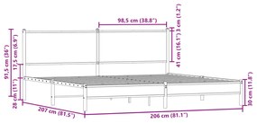 Σκελετός Κρεβ. Χωρίς Στρώμα Sonoma Δρυς 200x200 εκ. Μεταλλικό - Καφέ