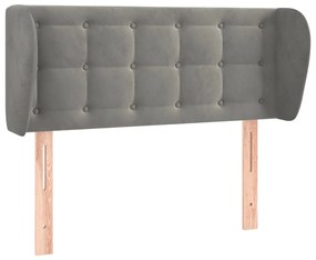 Κεφαλάρι με Πτερύγια Ανοιχτό Γκρι 93x23x78/88 εκ. Βελούδινο 3117614