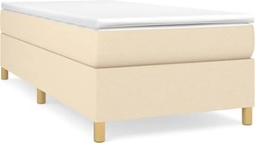 vidaXL Κρεβάτι Boxspring με Στρώμα Κρεμ 90x190 εκ.Υφασμάτινο
