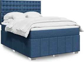 vidaXL Κρεβάτι Boxspring με Στρώμα Μπλε 140x200 εκ. Υφασμάτινο