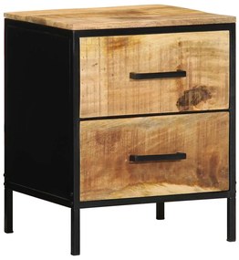 vidaXL Κομοδίνο Καφέ και μαύρο 40 x 35 x 50 εκ. Μασίφ ξύλο μάνγκο
